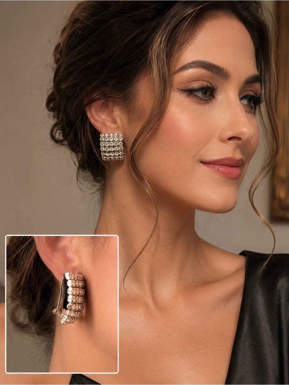 Vintage rhinestone clip earrings